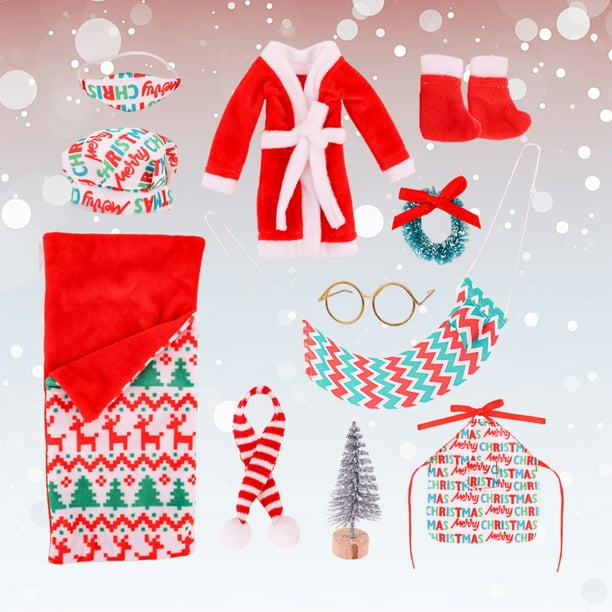 Juguetes de piscina, juguetes para bebés, juguetes para niños pequeños, juego de Navidad para muñecas, árbol de Navidad, corona, saco de dormir, pijama, bufanda, combinación de accesorios de ropa para