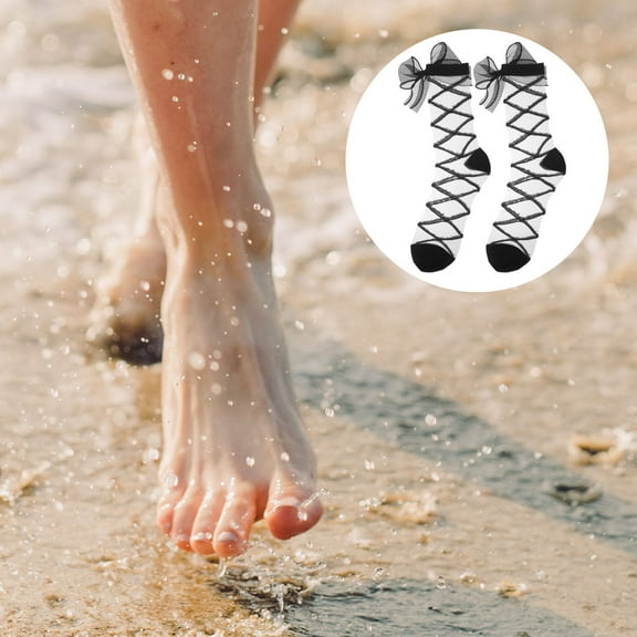 BESTYASH 1 Pair Women's Black Mesh Bow Dress Socks, Comfortable Cute Socks for Casual and Daily Wear