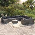 thumbnail image 1 of vidaXL 11 Piece Garden Lounge Set with Cushions Poly Rattan Grey, 1 of 5