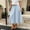 Blue, variant on Girls Summer Ice Silk Lantern Bubble Midi Skirt, 5-15Y Kids Solid Color Elastic Waist Skirt with Side Pockets, Casual Versatile Skirt for Daily Wear White 14 Years