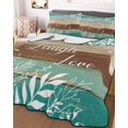 thumbnail image 3 of Quilts Twin Size, Teal Green Brown Botanical Soft Comforter Bedding Set for Bed, Farmhouse Wooden Leaves Lightweight Quilted Bedspread with Pillow Cover(2 Pieces) for All Season, 68x86 Inch, 3 of 9