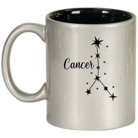 

Star Zodiac Horoscope Constellation Ceramic Coffee Mug Tea Cup Gift (11oz Silver) (Cancer)
