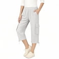 thumbnail image 3 of Posijego Teens Girls Capri Pants High Waisted Multiple Pockets Capris Summer Causal Outdoor Hiking Travel Cropped Pants, 3 of 7