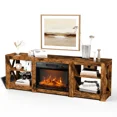thumbnail image 7 of TV Stand with Fireplace, 70" Electric Fireplace Heater TV Stand for 65" TVs, Wood Fake Fireplace Heater, Electric Fireplace Entertainment Center, Weathered, 7 of 7