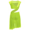 thumbnail image 2 of Sholeno Justaucorps de Danse Asymétrique en Maille Transparente pour Filles, Robe de Danse Lyrique Jaune Fluorescent 10, 2 of 4