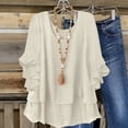 thumbnail image 4 of Women's Summer Round-Neck Casual Half Sleeve Ruffle T-Shirt Top, 4 of 5