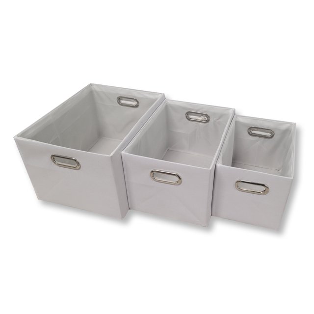 - Ensemble de 3 Paniers de Rangement avec Poignées, Blanc