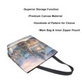 thumbnail image 3 of Open Top Canvas Tote Bag with Zipper Reusable Shopping Bag 13.5x15" Roomy Carryall Magical Snow-covered Village, 3 of 9