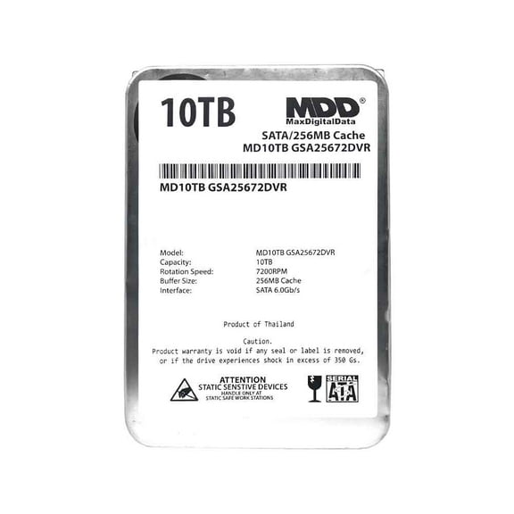 MaxDigitalData 10TB 7200 RPM 256MB Cache SATA 6.0Gb/s 3.5" internal Hard Drive for Surveillance