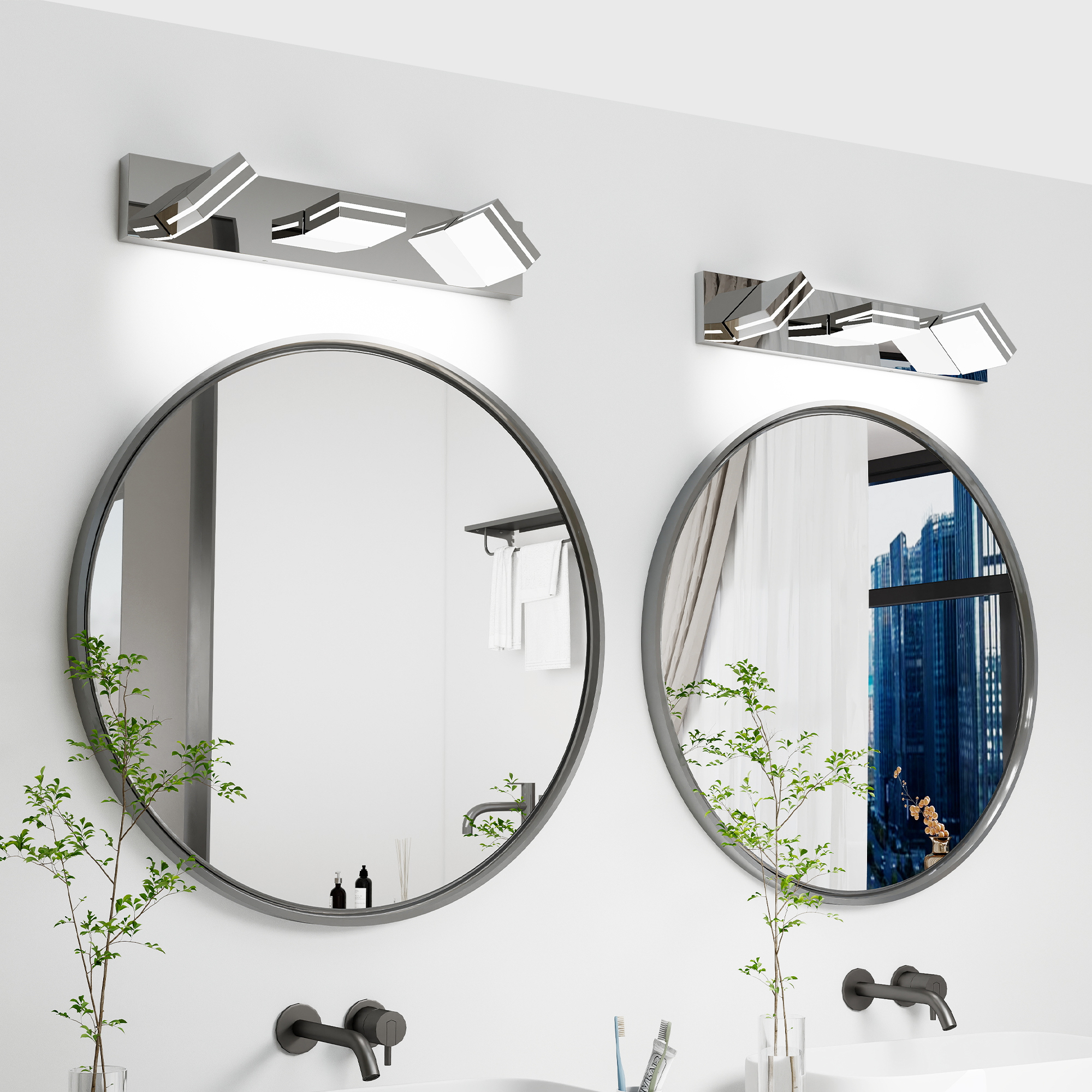 Leumius Modern 3-Light LED Vanity Light, Sleek Minimalist Design, Energy-Efficient, Easy to Install Wall Sconce for Mirror, Bathroom, Bedroom and Hallway Chrome