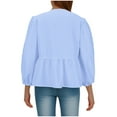 thumbnail image 6 of cfhntfmh Shirts for Women Trendy Casual Print Long Sleeve Front Knot Babydoll Tops Round Neck Cute Fall Blouses, 6 of 6