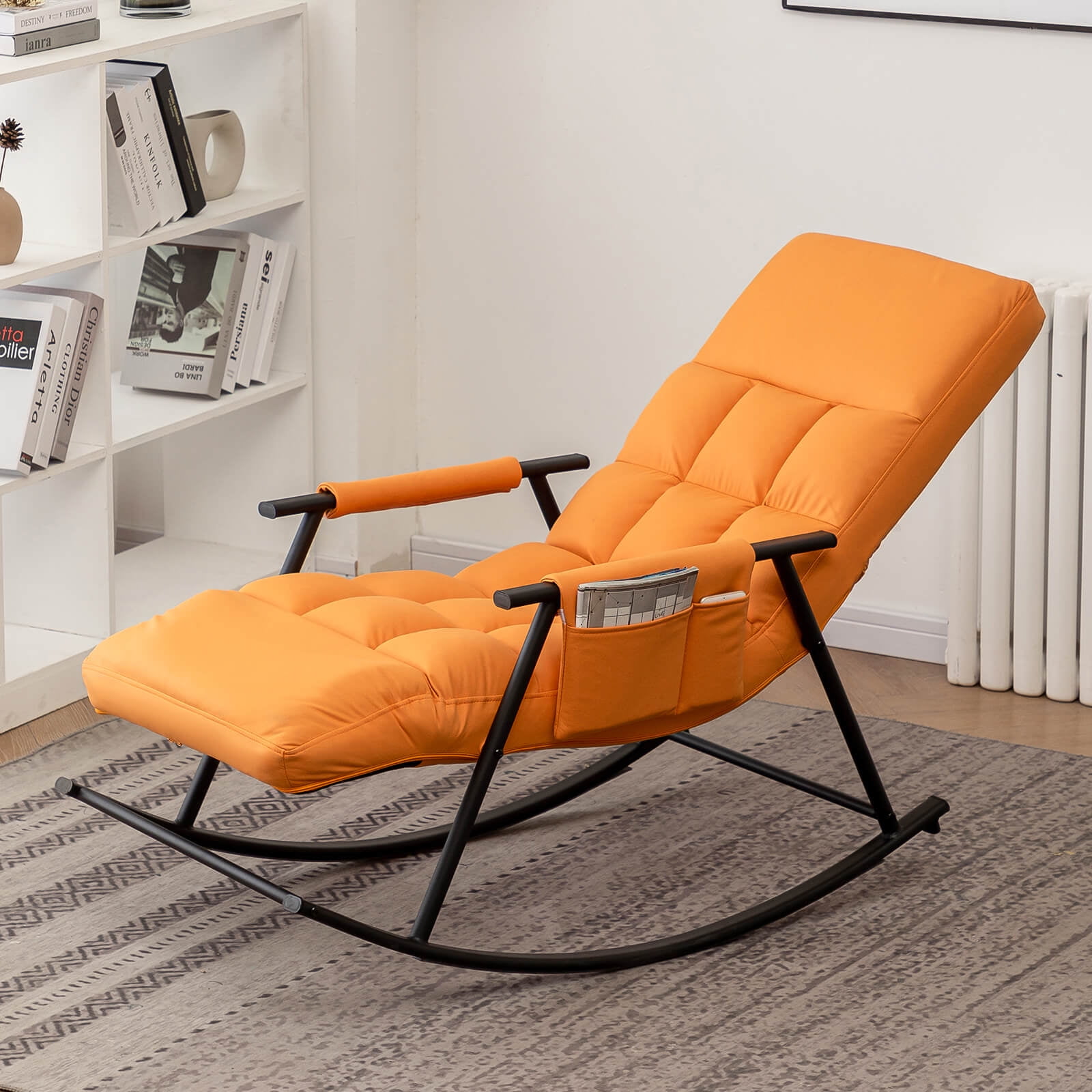 Rocking Chair Metal Lounge Chair Adjustable Armchair for Living Room,Bedroom,Balcony