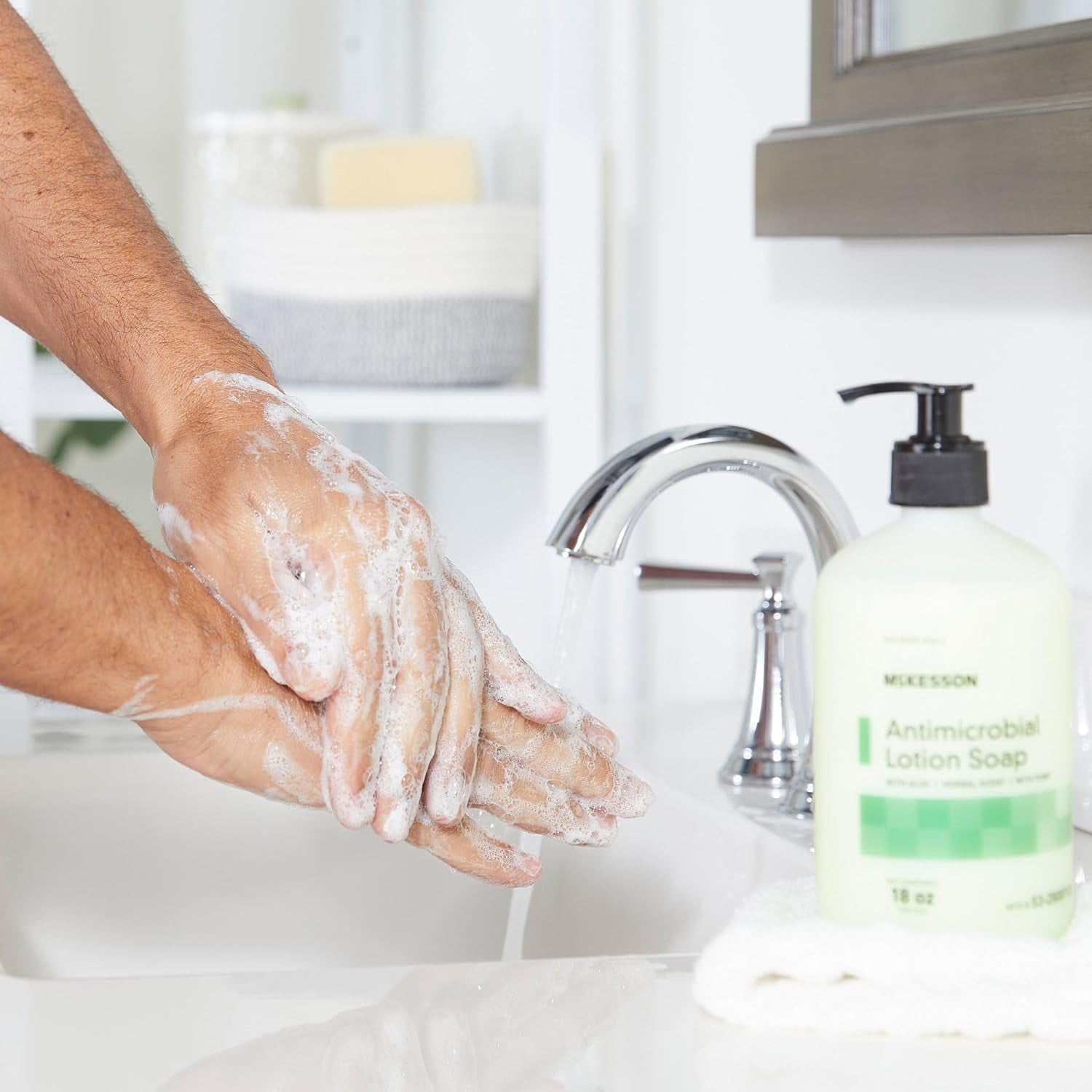 McKesson Antimicrobial Lotion Hand Soap, Herbal Scent, 18 oz. 6 Pack