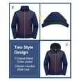 thumbnail image 3 of Little Donkey Andy Men's Lightweight Insulated Hybrid Jacket for Hiking Running Ski Thermal Warm with Removable Hood Dark Blue S, 3 of 7