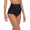 thumbnail image 3 of RELLECIGA Women's Black Polka Dot High Waisted Ruched Bikini Bottom Size XX-Large, 3 of 13