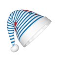 thumbnail image 2 of Rateoe Red Funny Crab on Blue Stripe Santa Hat Confortable Christmas Hat for Christmas Party Favors Fit for Kids, 2 of 6
