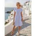 thumbnail image 6 of Women's Casual Striped Round Neck Summer Dress - Vacation Boho Midi Dress for Beach & Travel, 6 of 6