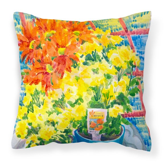 Carolines Treasures 6005PW1414 Flower - Mums   Canvas Fabric Decorative Pillow 14Hx14W multicolor