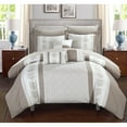 thumbnail image 2 of Chic Home 8/10 Piece Adam Pintuck Pieced Color Block Embroidery Bed In a Bag Comforter Set With sheet set, 2 of 5
