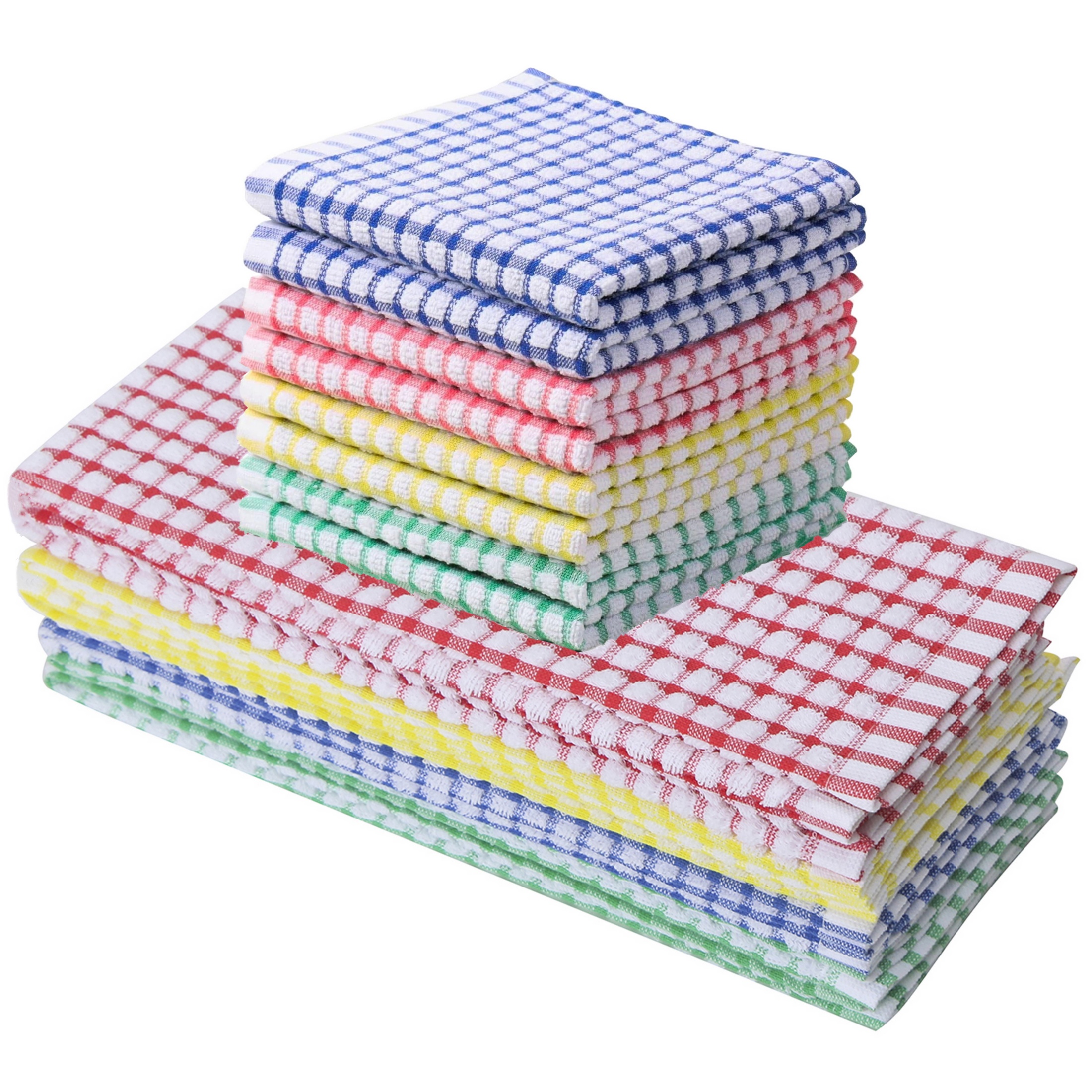 Clwellge Kitchen Towels and Dishcloths Set,100% Cotton Absorbent Wash Towels and Dish Rags,12-Pack,Mixed Color