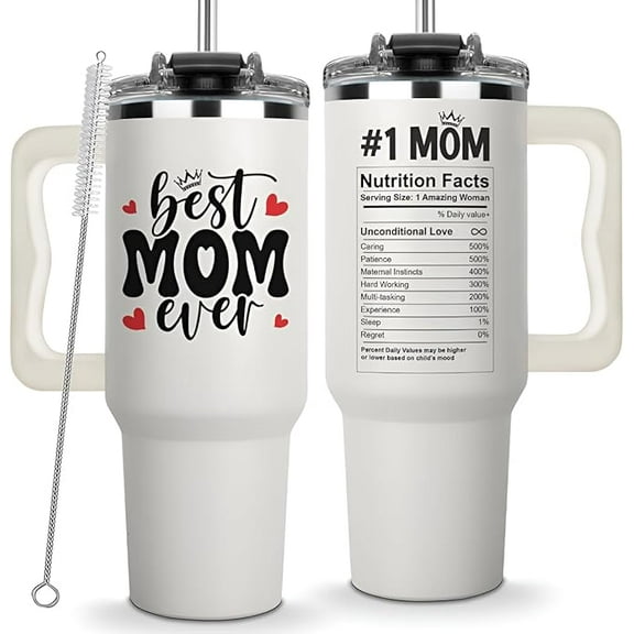 Vivulla68 Best Mom Ever Tumbler With Handle 40oz, Mommy Coffee Mug, Mama Tumblers, Momma Gift Ideas, Funny Birthday Present For Her, Cute Mother Day Gift Tumbler, Mom Cup