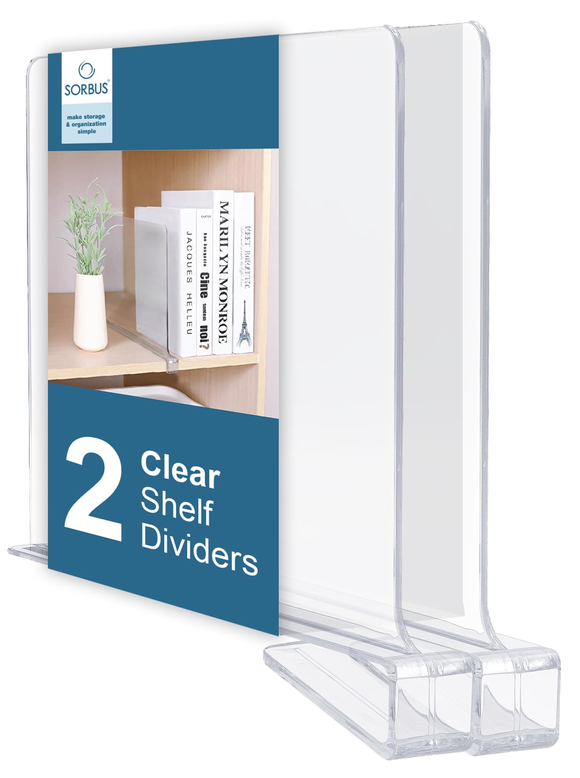 Sorbus Acrylic Shelf Dividers - 4 Set ,Clear
