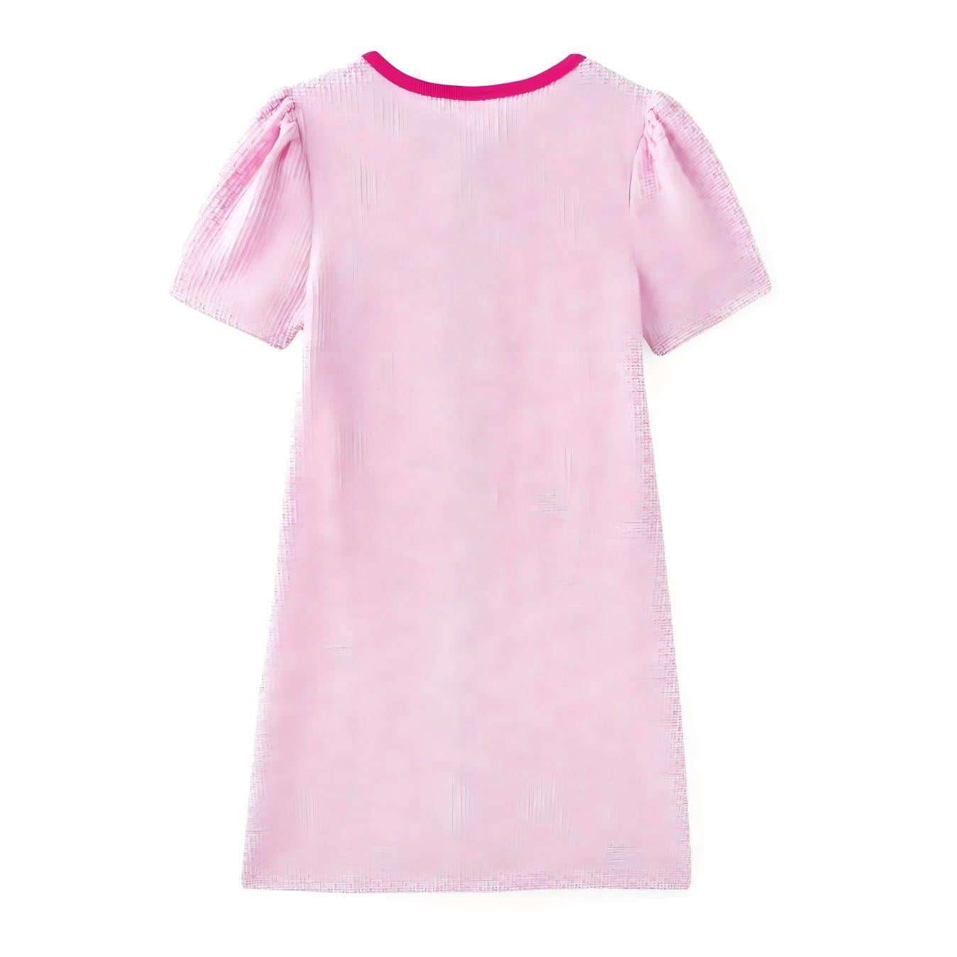 Barbie Toddler Girls Dresses Pink Tweed Crew Neck Bowknot Single Breasted Knit Outfits Sizes 2-12
