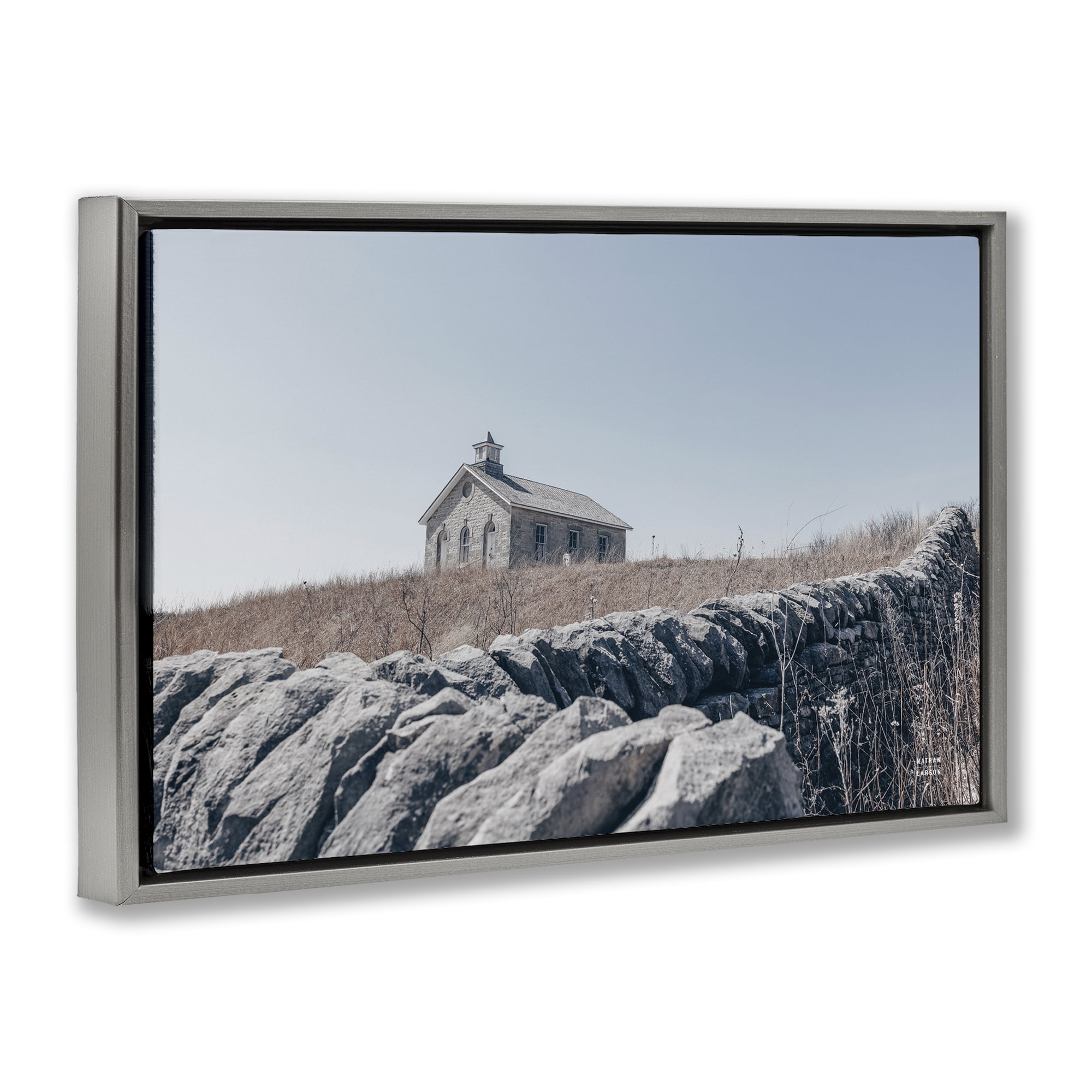 Stupell Industries One Room Schoolhouse Gray Framed Floater Canvas Wall Art, design by Nathan Larson