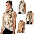 thumbnail image 3 of Beaute Fashion Resort Collection Adult Women Shawl Scarf Pashmina Cover-Up Sarong Pareo Wrap (Designer Striped Ivory), 3 of 5