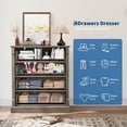 thumbnail image 6 of EastVita 4 Drawer Dresser for Bedroom Farmhouse Tall Chest of Drawers with Metal Handles Rustic Wooden Dresser for Living Room Hallway-Grey, 6 of 7
