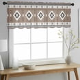 thumbnail image 2 of Brown Boho Valance Curtains for Kitchen/Living Room/Bathroom/Bedroom Window, Rod Pocket Small Topper Half Short Window Curtains Voile Sheer Scarf, Farmhouse Aztec Southwest Ethnic Geometric 42"x12", 2 of 8