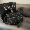 thumbnail image 5 of Bolso de lona para mujer 2024, nuevo bolso de mano a rayas para ir al trabajo, bolso cruzado retro versátil de un solo hombro con diseño de chica picante de metales pesados, 5 of 5
