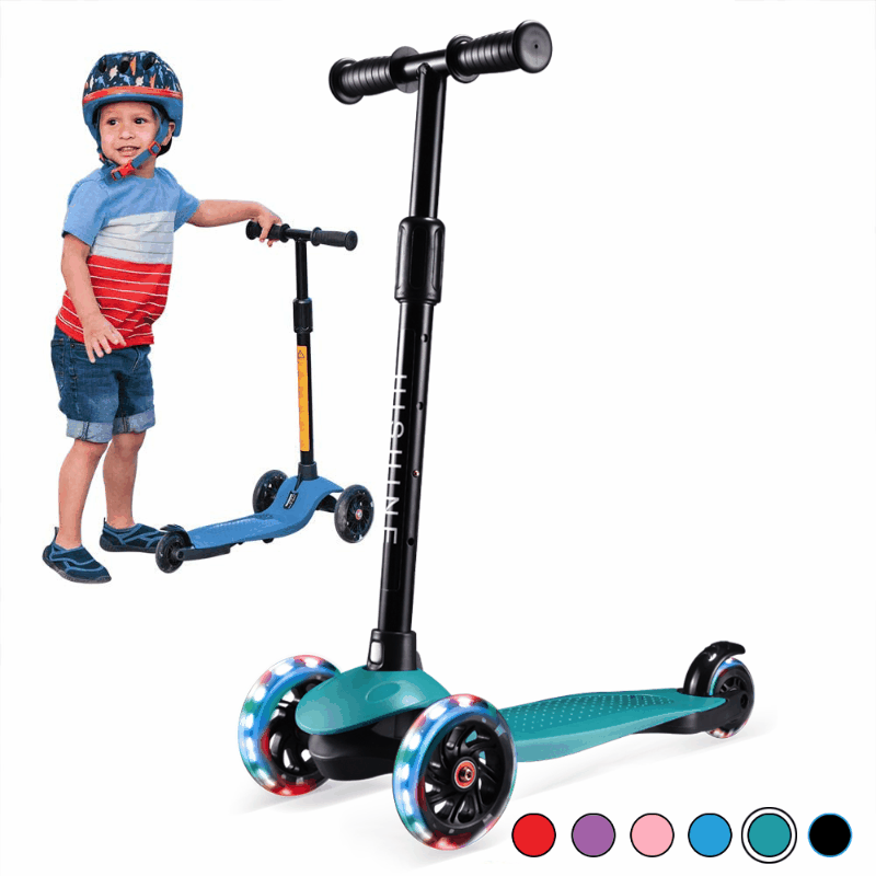 HISHINE 3 Wheel Scooter for Kids,Toddler Kick Scooter with Pu Led Flashing Wheels,Adjustable Lean-to-Steer Handlebar,for Children from 2 to 5 Year-Old 