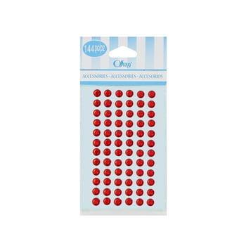 Offray Accessories, Red Adhesive Gems are great additions to self printed invitations, scrap booking or any craft project, 144 pieces, 1 Package