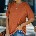 thumbnail image 2 of HAPIMO Women's Trendy Cotton Linen Loose Tops Clearance Summer Solid Color Short Sleeve Drop Shoulder Crew Neck Pullover for Teen Girls Elegant Casual Relaxed Blouses Orange L, 2 of 7