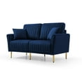 thumbnail image 6 of Velvet Living Room Sofa Set - 3-Piece with 2 Accent Chairs and Compact 2-Seater Sofa for Small Spaces, Navy Blue, 6 of 9