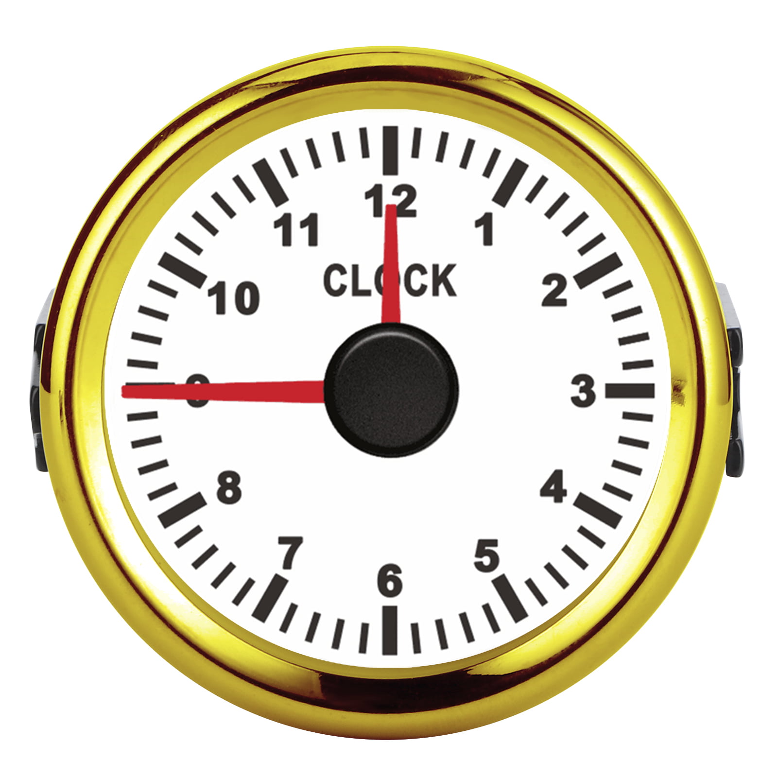 Clock Gauge 2in Universal 0‑12 Hourmeter Red Backlight Clock Instrument Panel Meter for Car Boat Yacht Motorcycle Black Gold Frame 