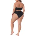thumbnail image 3 of Agnes Orinda Women's Plus Size Valentines Day 2 Piece Bandeau Bikini Velvet Leopard Swimsuit High Waisted Bathing Suits 3X Black, 3 of 6