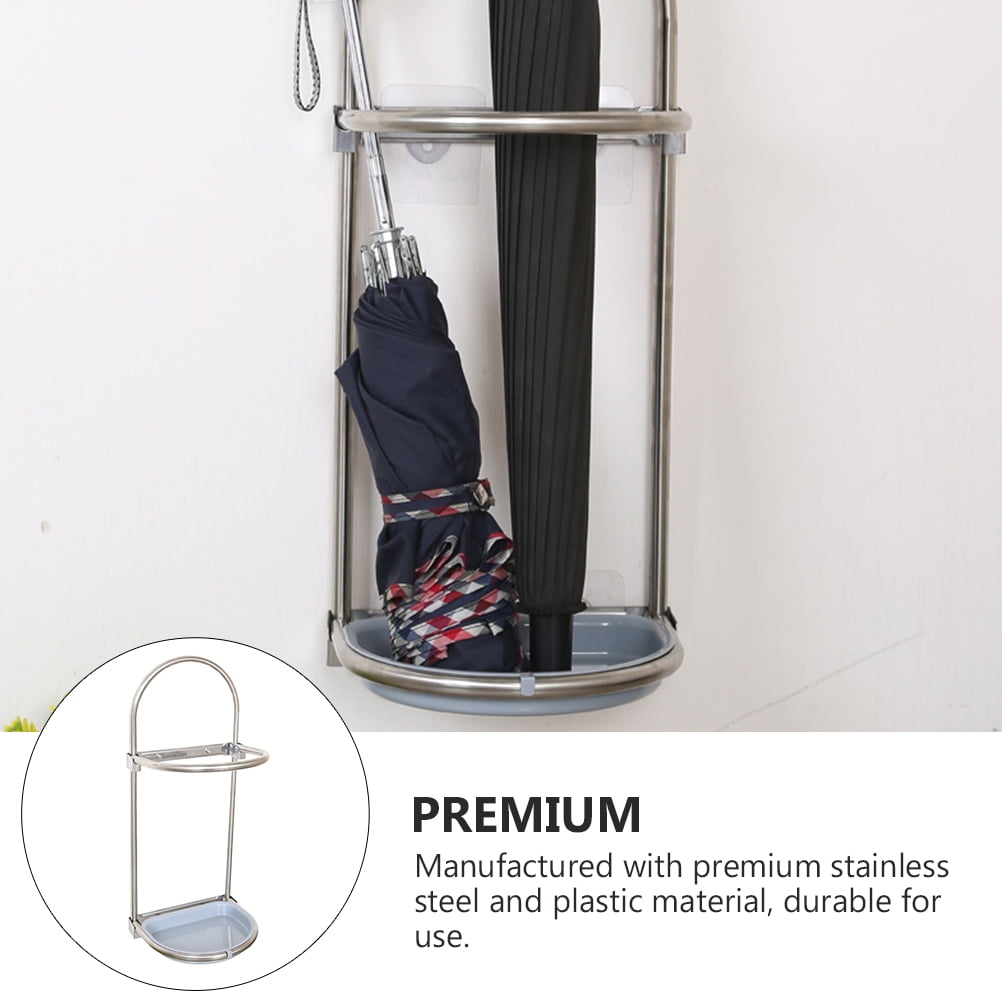 WORGEOUS 2pcs Durable Umbrella Storage Stand Wall-mounted Umbrella Holder (Silver, Sky-blue)