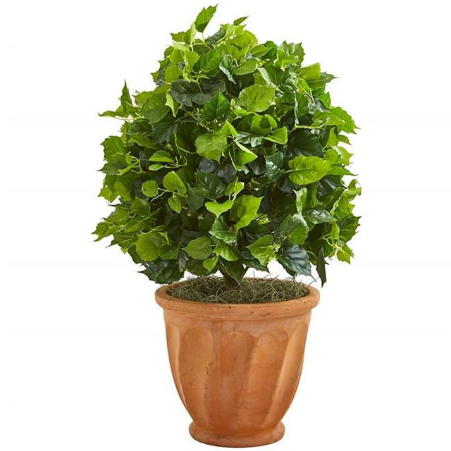 Nearly Natural 9094 2.5 in. Ficus Artificial Tree in Terra Cotta Planter