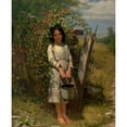 thumbnail image 2 of John George Brown 20x24 Black Ornate Framed Double Matted Museum Art Print Titled: Blackberry Picking, 2 of 5