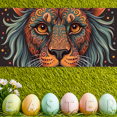 thumbnail image 5 of Artistic Lion Head Patterned Banner, Exquisite Decorations with Floral Elements, Background Backdrop for Party Celebrations, Photo Shoots, Cultural Events, and Festival Decor, 5 of 7