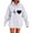 White, variant on Women's Heart Printed Hoodies Drawstring Long Sleeve Sweatshirts Loose Pullover Tops with Pockets Ndbuld Fashion Casual Ladies Printed Long Sleeve Tops Blouse Hooded Sweatshirts A Black XL