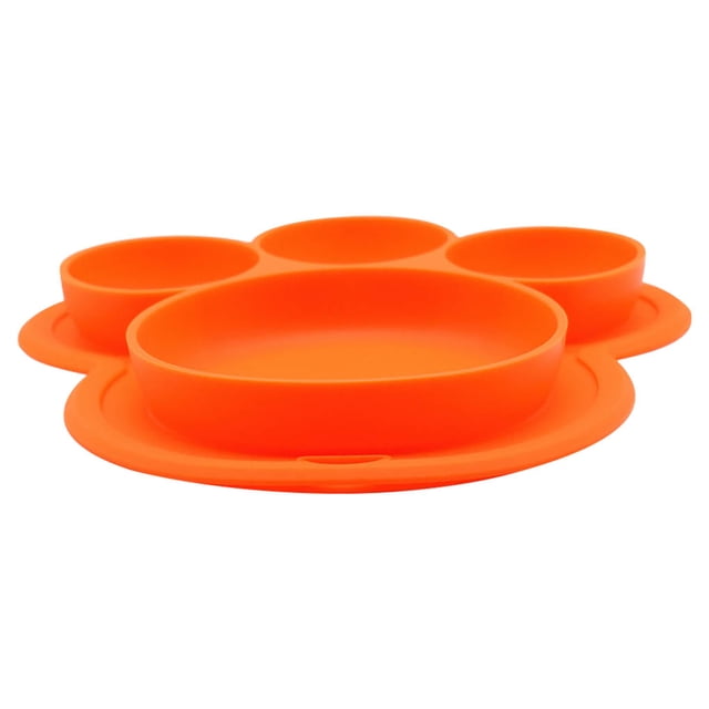 Inteprter de cena para niños, alimentación de silicona, frutas, dividido, cuenco, forma de pata, vajilla de alimentación, juguete para Mostrada Naranja Inteprter HA003350-03