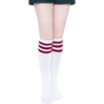 thumbnail image 2 of Knee High Socks for Women – 4 Pairs Solid & Striped Color Cotton Long Socks, Size 6-10, 2 of 13