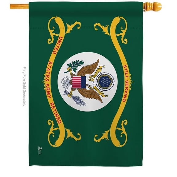 Americana Home & Garden H140354-BO 28 x 40 in. Retired Army House Flag with Armed Forces Double-Sided Decorative Horizontal Flags Decoration Banner Garden Yard Gift