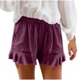 thumbnail image 2 of biudgviw Womens Summer Shorts Boho Ruffle Hem Casual Shorts Elastic Waisted Solid Color Beach Vacation Shorts with Pockets, 2 of 7