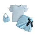 thumbnail image 2 of Zecgelong Toddler Girls Short Sleeve Ribbed Tops T Shirt Floral Skirts Shorts Bag Outfits Toddler Girls Sets Age 9-12 Months, 2 of 5