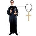 thumbnail image 7 of Jiibva Mens Priest Costume Robe with Gold Cross Necklace Black One Size, 7 of 7