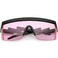 thumbnail image 1 of Oversize Semi Rimless Goggle Shield Sunglasses Color Lens 60mm (Black / Pink), 1 of 4